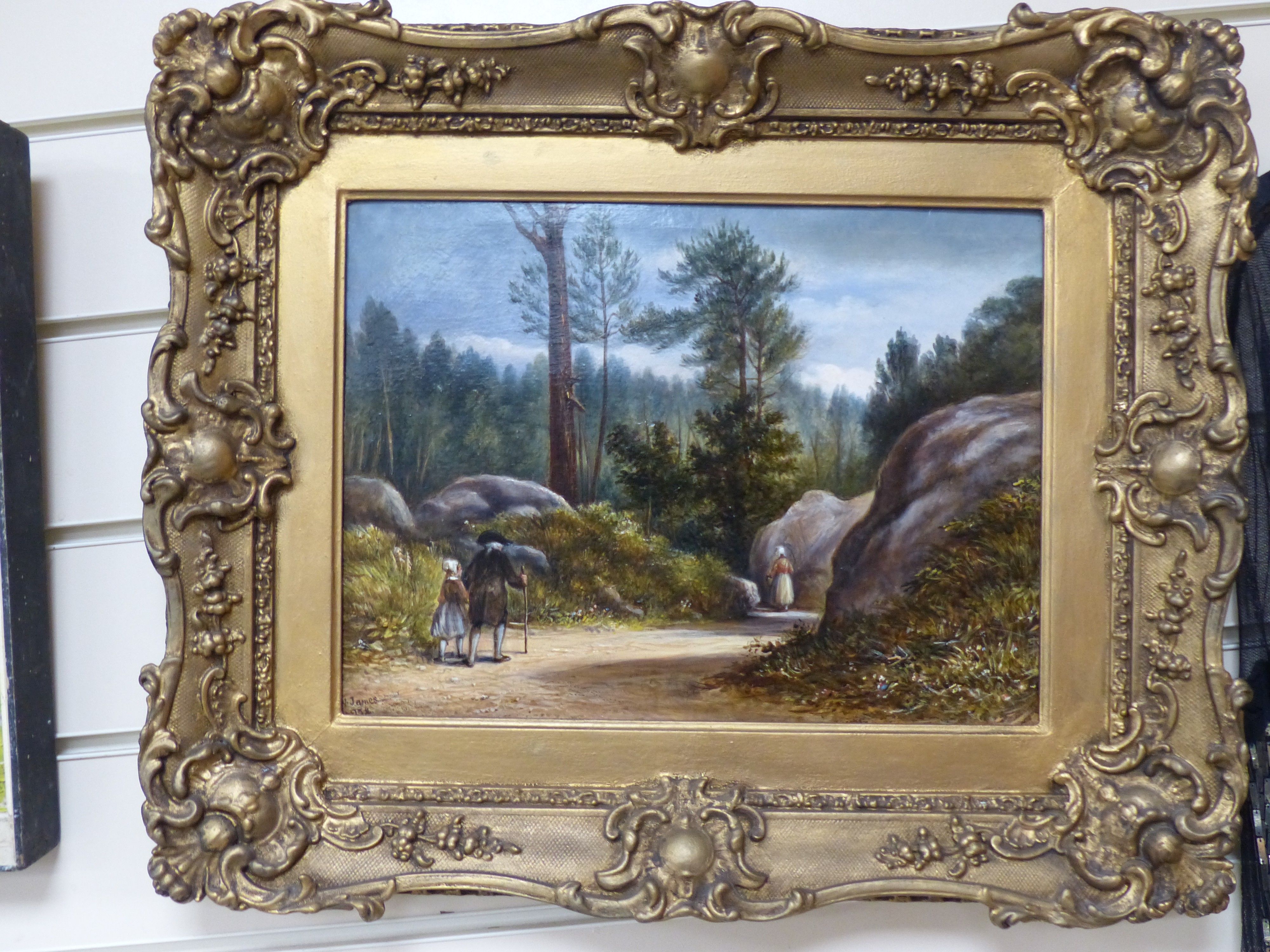 E.W. James, oil on panel, 'In the Forest of Fontainebleu, France', 32 x 24cm